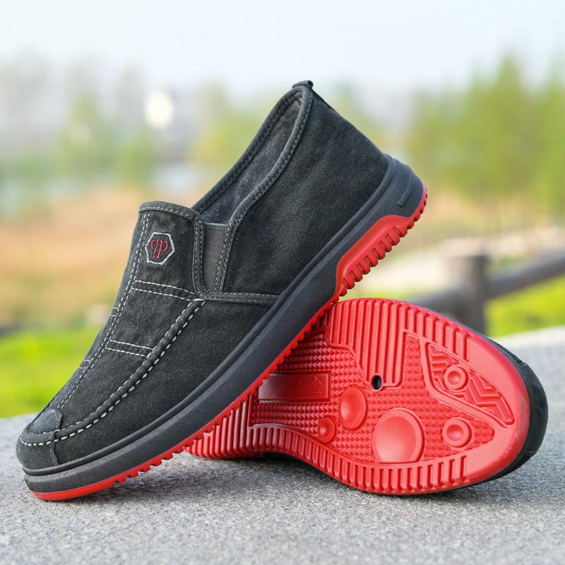 Old Beijing Cloth Shoes Men's Spring and Autumn Casual Shoes One-pedal Work Shoes Lightweight Men's Canvas Shoes