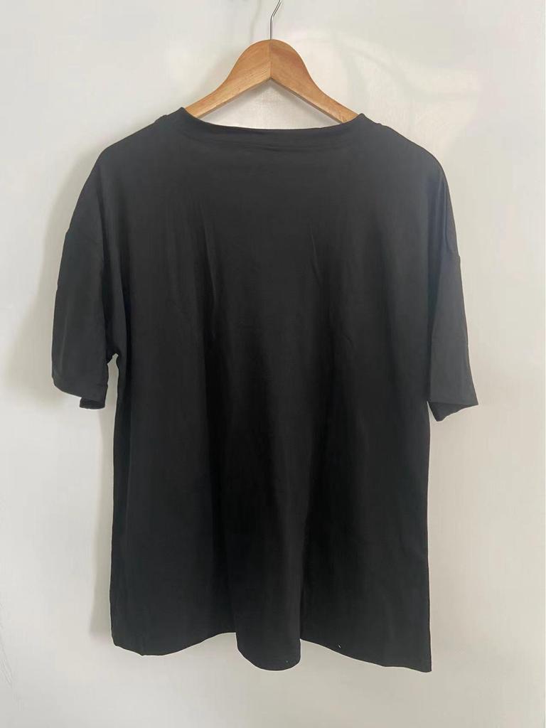 European and American Women's Summer V-Neck Loose Cotton Top – Solid Color, Short-Sleeve