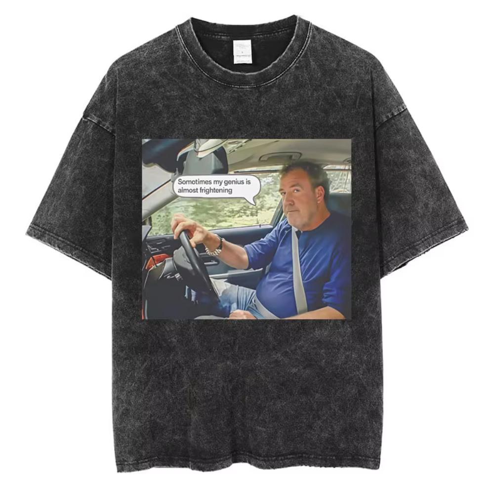 Jeremy Clarkson Funny Inaudible Wasged Vintage Washed T Shirt Men Humor Fashion Tees Casual Cotton Oversized T Shirts Streetwear