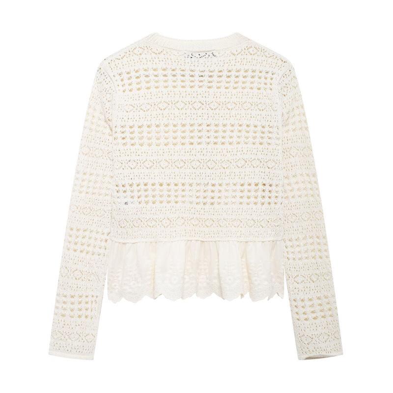 Autumn New Women's Fashion Mesh Jacquard Knit Cardigan