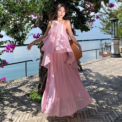 Seaside Vacation Dress Set French Super Fairy Suspender Top Pleated Skirt Two-piece Dress