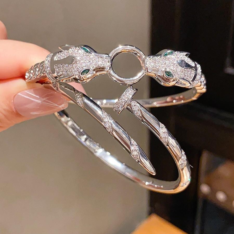 Wolf 18k Gold Plated Zircon Ring Bracelet For Fashion Women