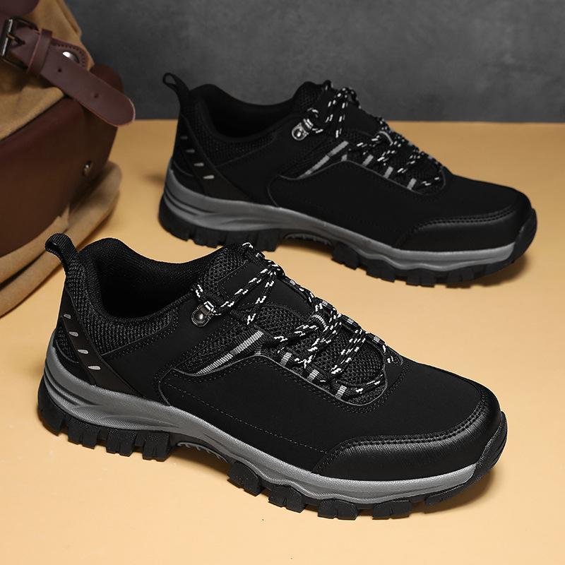 Popular Hot Selling Mens Leather Sneakers High Quality Outdoor Casual Hiking Shoes Non-slip Durable Climbing Men's Walking Shoes