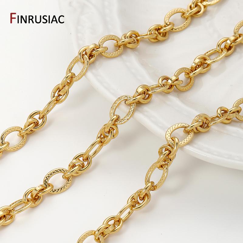 18K Gold Plated Brass Oval Link Chains for Jewelry Accessories,Thick Rolo Cable Bulk Chains for DIY Necklace Making Supplies