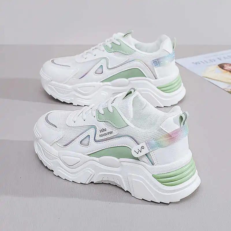 Breathable Thick-heeled White Sneakers For Woman Skateboarding Women Shose Black Sports Shoes Vip Link School Brand Name