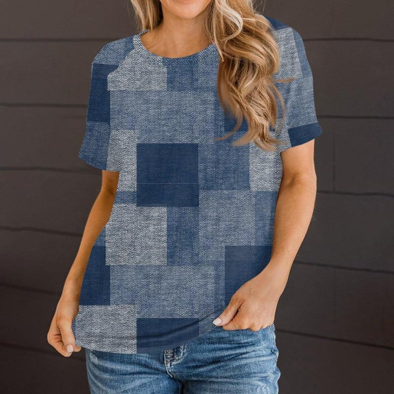 Women's Short Sleeve T Shirts Crewneck Loose Casual Tee Flower Print Tops for Women Tee Shirts