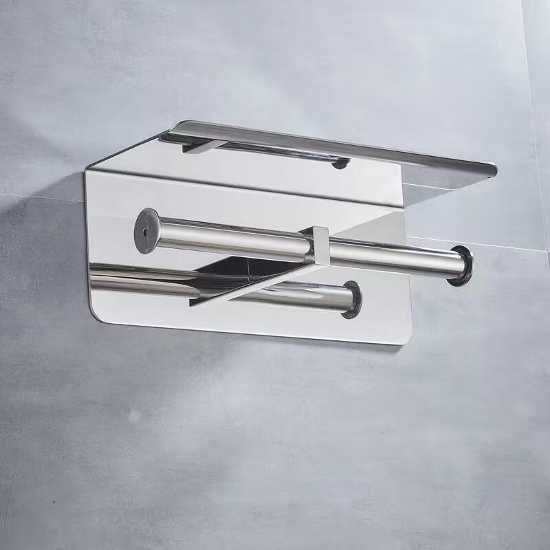 Punch-Free Wall-Mounted Stainless Steel Toilet Paper Holder for Hotels