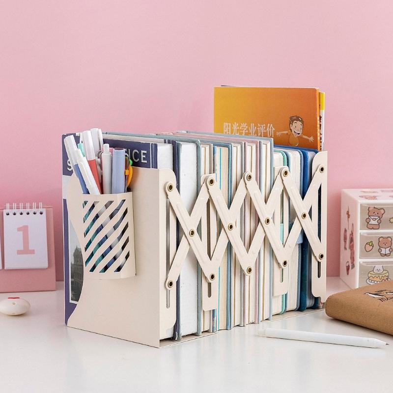 Decorative Adjustable Bookends for Heavy Books Anti-Slip Metal Book Stoppers Holders for Bookcase Bookshelves