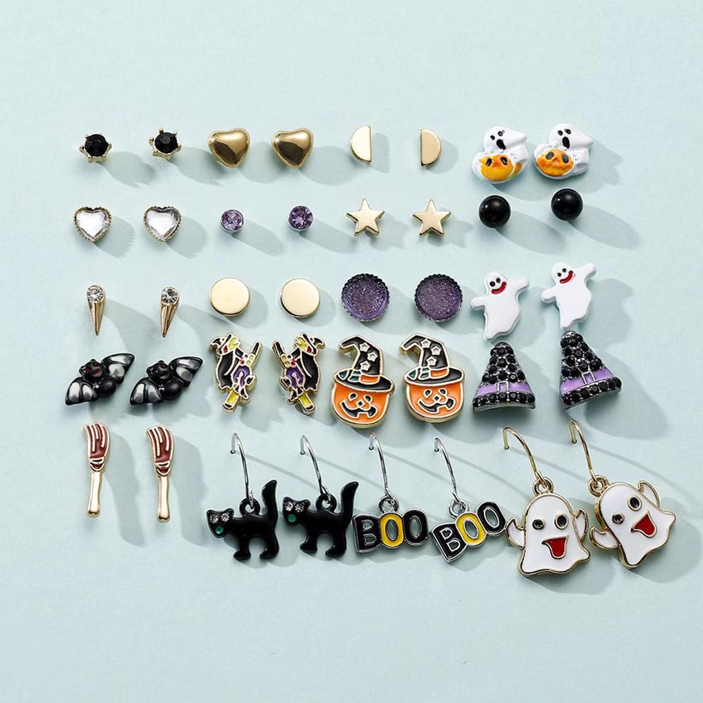 Pair/Set of Hot Selling Halloween Earrings Ghost Pumpkin Head Vampire Cartoon Funny Halloween Stud Earrings