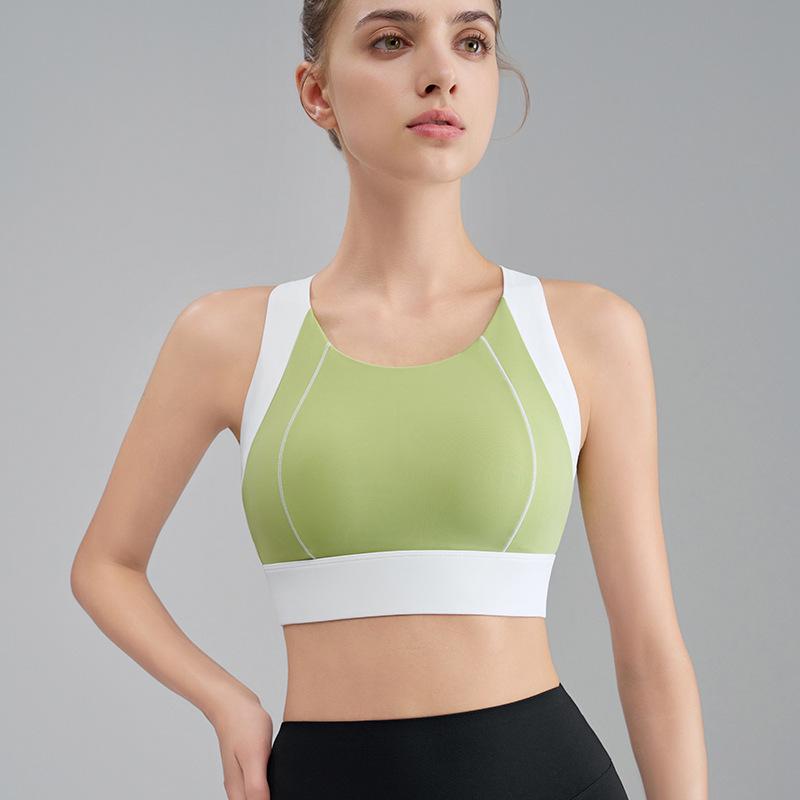 

Спортивный бюстгальтер с высокой степенью поддержки и защитой от ударов, с перекрестной спинкой - Цветовой блок, Утягивающий жилет для йоги для бега и фитнеса S