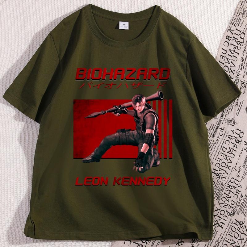Retro Leon Kennedy Tshirts Women Graphic T Shirts Casual Printed Short Sleeve Tshirt Cotton Comfortable Round Neck Tees Tops