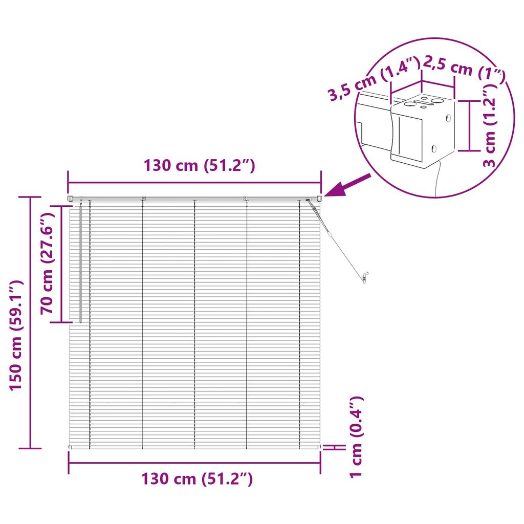 Venetian Blind Silver Grey 150 x 130 cm 25 mm PVC