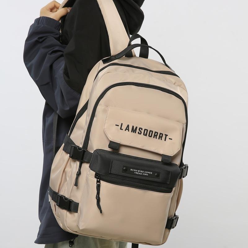 

Tooling trendy cool center color matching large-capacity backpack early spring new high school student computer bag хаки