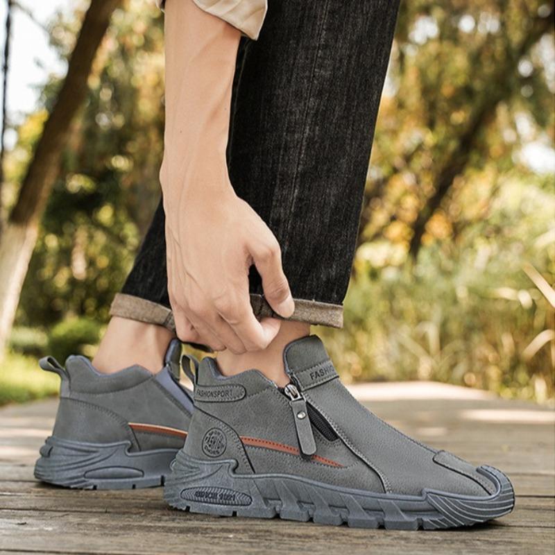 Pantofi de lucru casual pentru bărbați, la modă, cu fermoar, versatili, pantofi de exterior pentru bărbați pentru alpinism, adidași antiderapanți, rezistenți la uzură, Zapatos Para Hombre