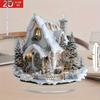 2D Flat Charming Snow House and Tree Acrylic Desktop Decoration, Suitable for Wall Decoration, Porch, Room, Villa, Accents Home, Hallway, or Workplace