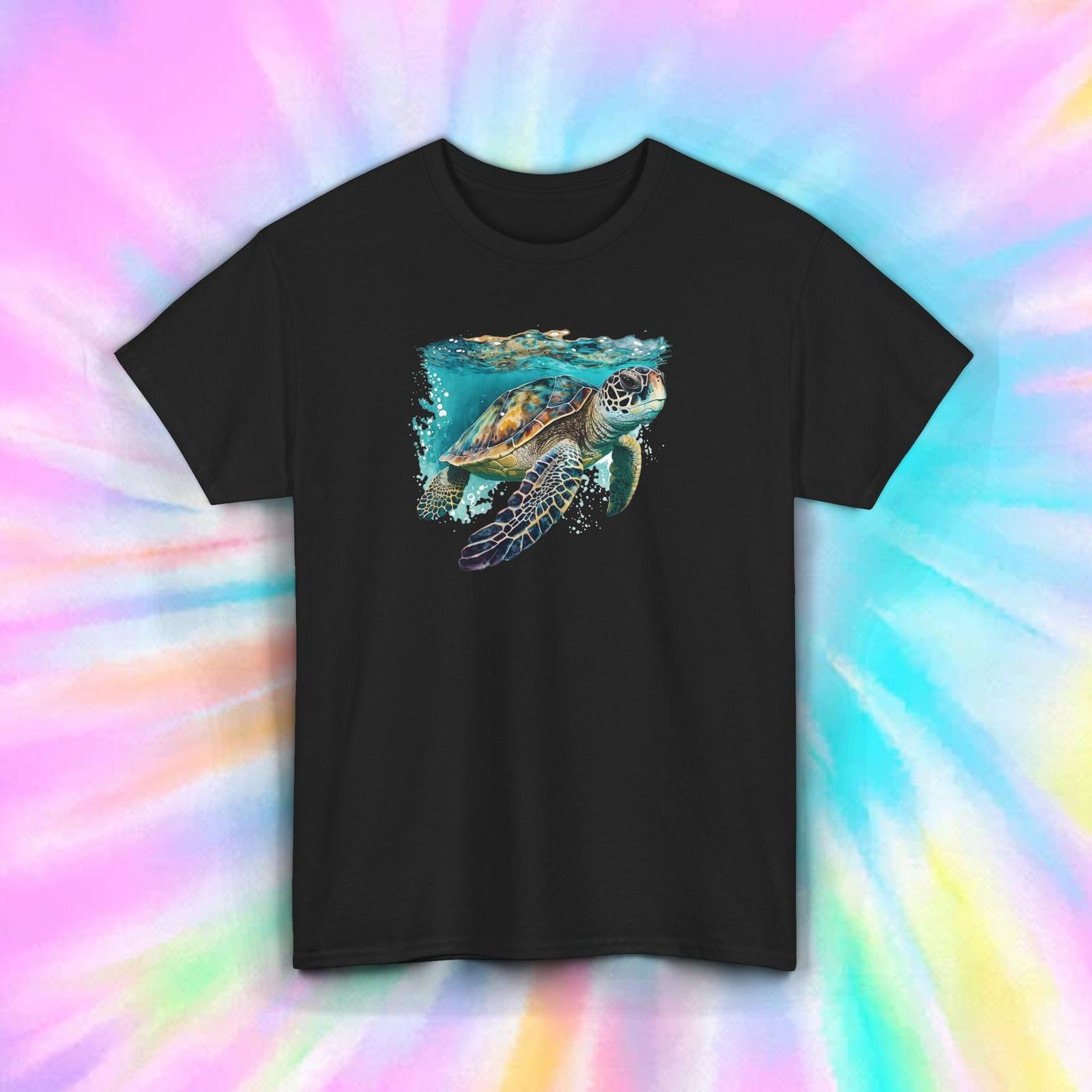 Sea Turtle Underwater T-Shirt Colorful Ocean Animal Graphic Tee S-5XL S