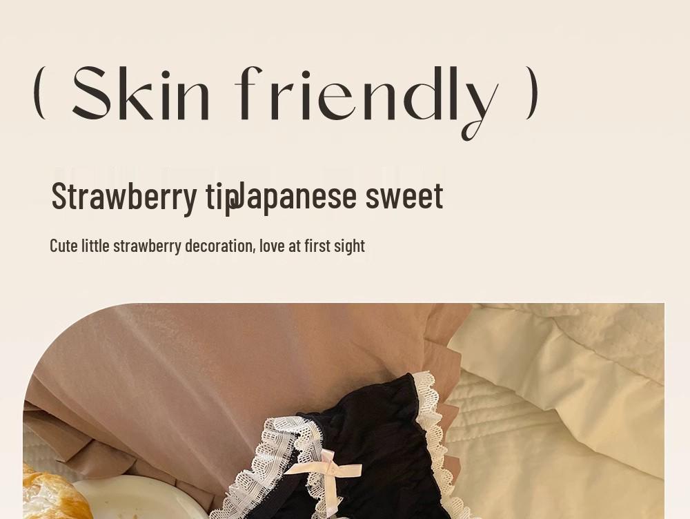 Japanese Sweet Strawberry Lace Trim Women's Panties - Cute, Comfortable, Soft Triangle Design for Summer.