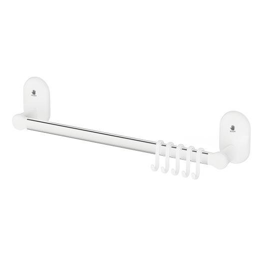 Bathroom Towel Holder with Hooks Strong Load-bearing Simple Installation Suction Cup Towel Bar Hanger Wall Hook