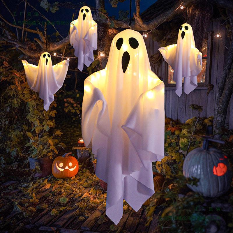 Halloween Ghost & Pumpkin Light Pendant: Luminous Ornaments for Haunted House & Party Decor