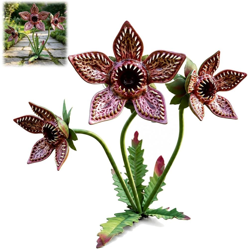 Monster Bloom Garden Stake, Whimsical Carnivorous Plant Planter Décor, Large Venus Flytrap Monster Plant Sculpture Art Decor for Garden белый