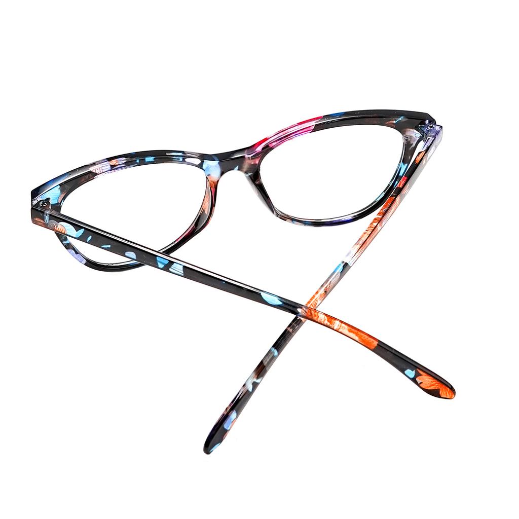 3Pcs Stylish Cat-Eye Womens Reading Glasses Classic Print Design Anti-Blue Light Comfortable Wear Glasses For Book Reading