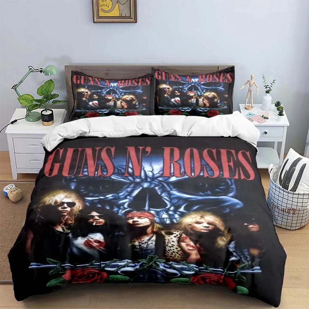 3D Tisk Guns N Roses GNR Kapela Retro Ložní Souprava Chlapci Dívky Twin Queen King Size Povlak na Přikrývku Povlak na Polštář Postel Chlapci Dospělí