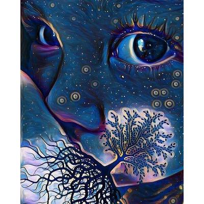 Diamantbroderi korssting Full diamantmosaikk Abstrakt babyansikt 3D DIY diamantmaleri