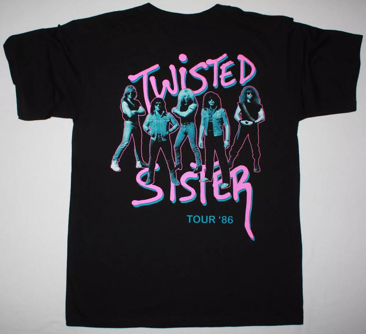 Vtg TWISTED SISTER COME OUT AND PLAY Cotton Black Full Size Tee Shirt MM699.webp S разноцветный