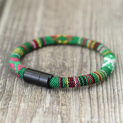 Boho stylový magnetický náramek pro muže a ženy, model pro páry, barevné látkové šperky pro nejlepší kamarádku, párování, šňůrky, náram ...