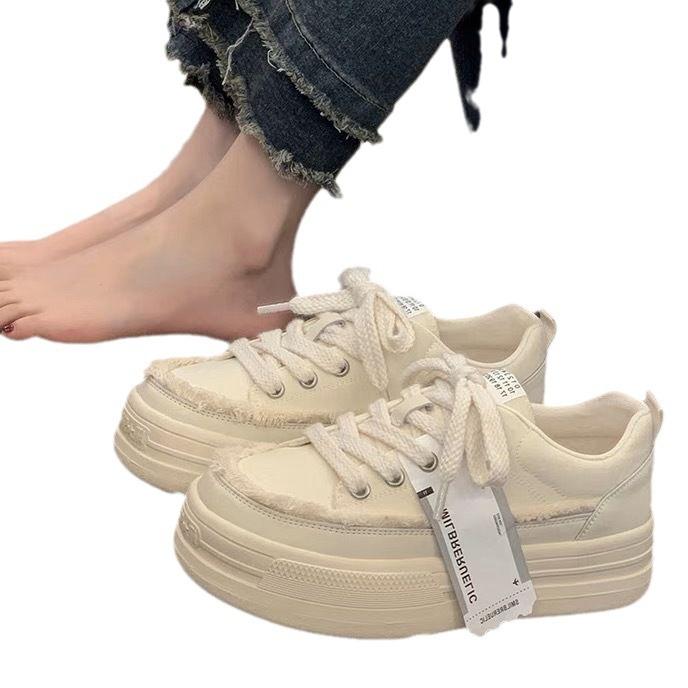 Ant City Korean White Shoes Niche Design New Versatile Platform Canvas Shoes Women's Casual Beggar Board Shoes