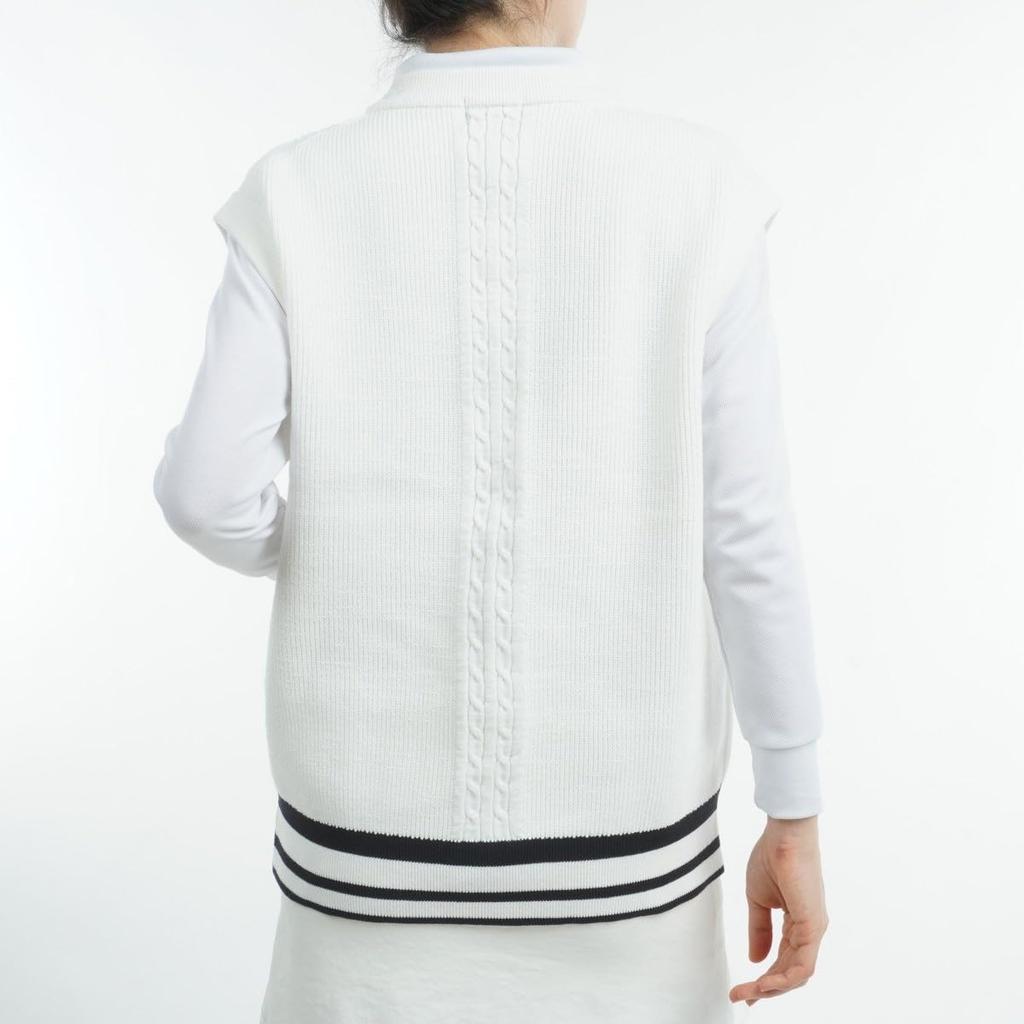 knit vest Golf M [Pin Apparel] Women's V-neck (cable knit) / / 622-4274800 030_White
