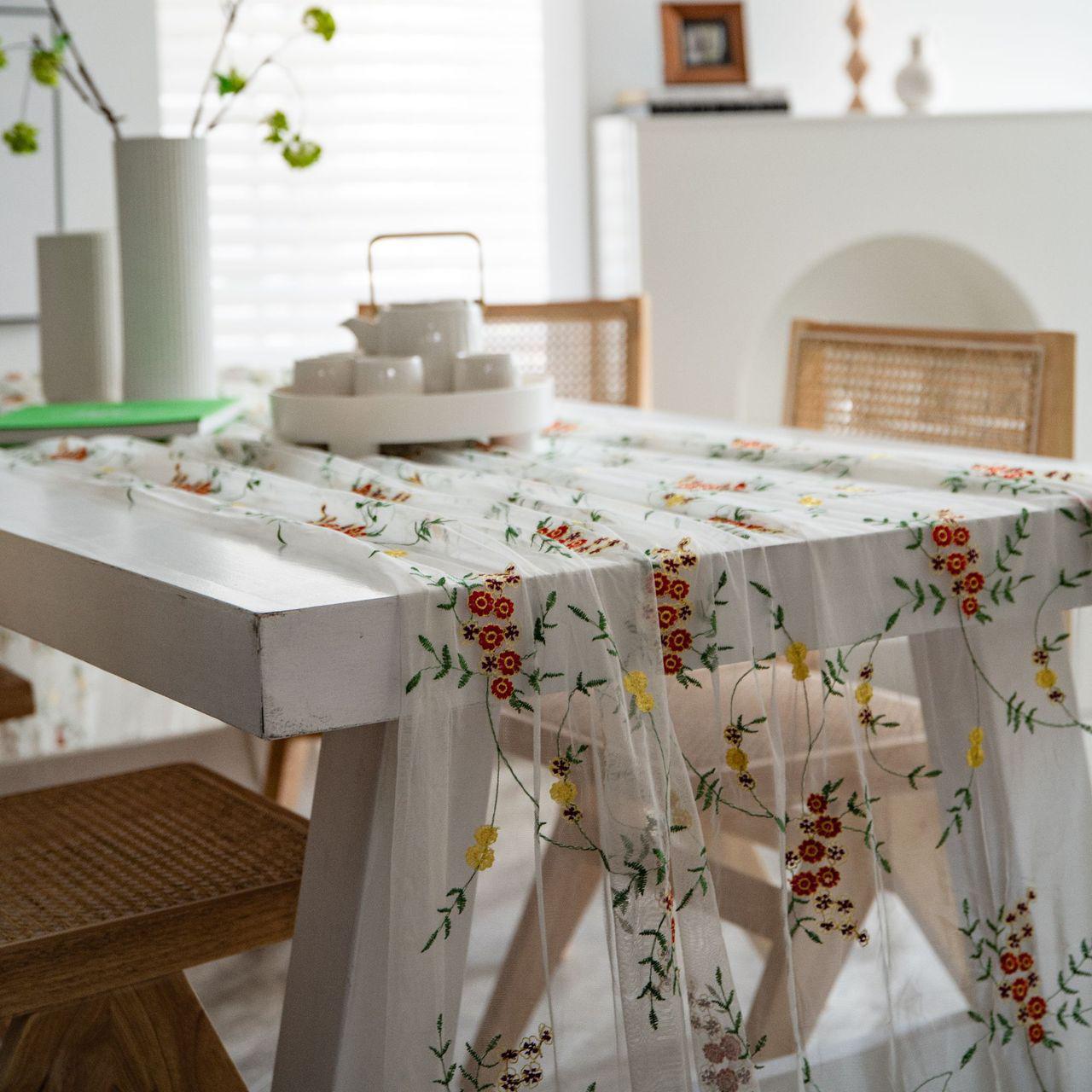 Скатерть «Четыре сезона» красный маленький цветок пряжа украшение десертного стола — фото 9