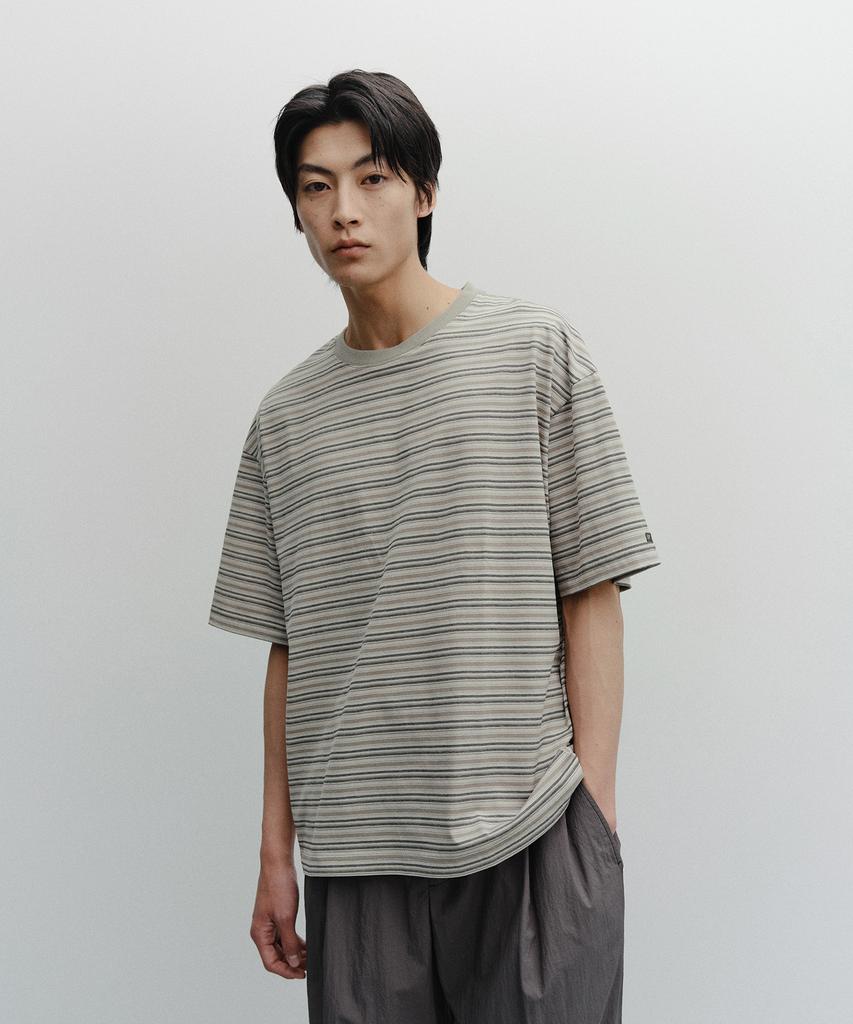 ANOTHER OFFICE Zephyr Stripe Short Sleeve T (Light Khaki)