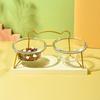Elevated Glass Cat Dog Bowls with Gold Stand, Raised Pet Food Water Bowl Set for Small Medium Dogs Cats