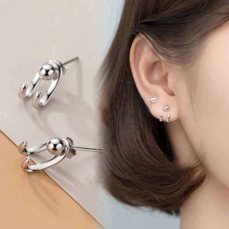 Trend Simple Stud Earrings Personality Hip-Hop Niche Hook Shape Earrings For Women Men Party Jewelry