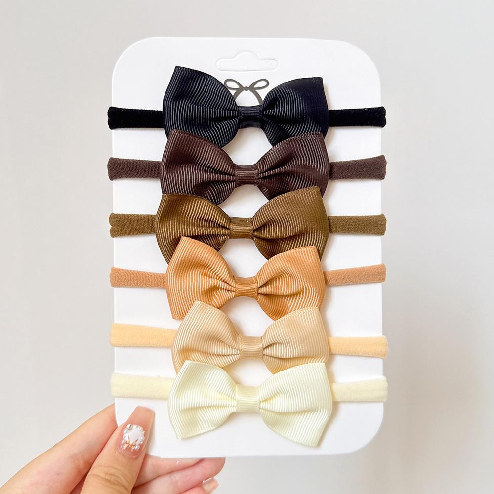 4/5/6Pcs/Set Solid Color Kids Headwear Elastic Hair Bands for Baby Cute Ribbon Bowknot Headband Infant Girls Hair Accessories