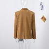 Lapel Collar Single Breasted Suede Jacket Women's Khaki Long Sleeve Blazer Commute Fashion Windproof Warm Jacket Autumn 2025