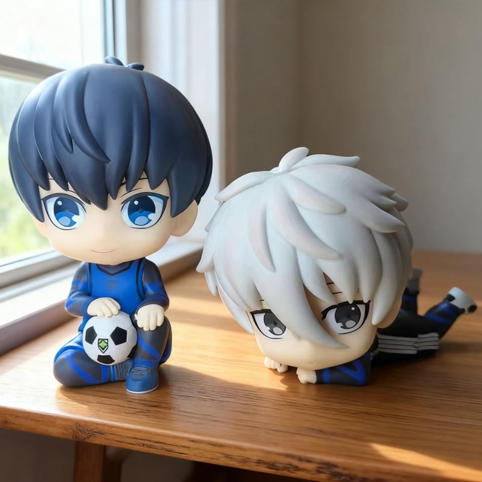 BLUE LOCK Cute Nagi Yisagi Isagi Yoichi Sitting Action Figure PVC Doll Tabletop Model Anime Peripheral Creative Toys Gifts