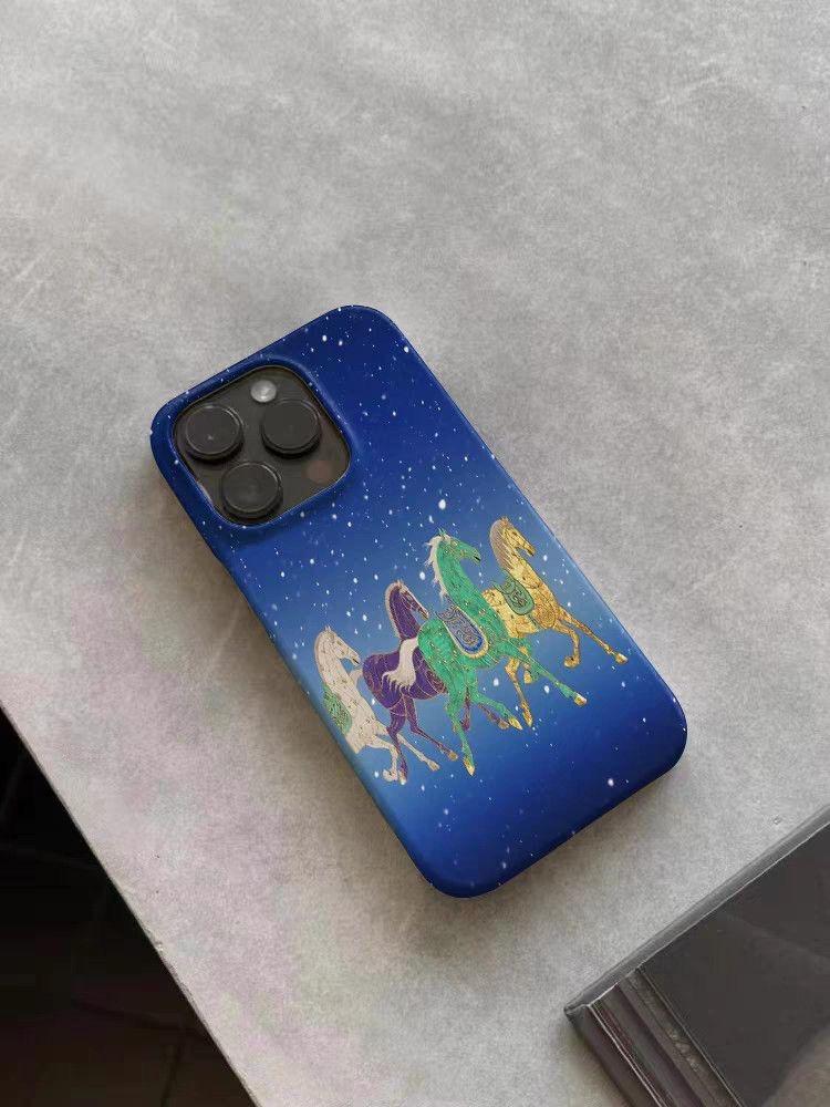 

Vibrant Multi-Horse Colorful Enamel-Style Horse Pattern Phone Case for iPhone 17 16 15 14 11 12 13 Pro Max Air Plus Back Cover iPhone 12 Pro
