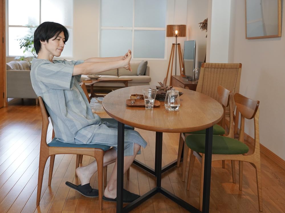 Jinbei Henley Neck High Quality Day Pajamas Made In Japan Shijira Buttons Stylish Kurume Weave BOTAN M Blue Stripes [TAYU-TAFU] Men's Father's
