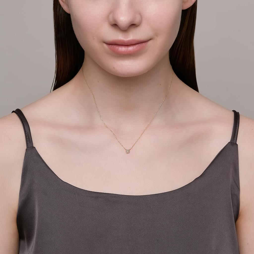 Tiny Motif K10 Diamond Clover Necklace [Noges] (0.03ct) 3024311602300999