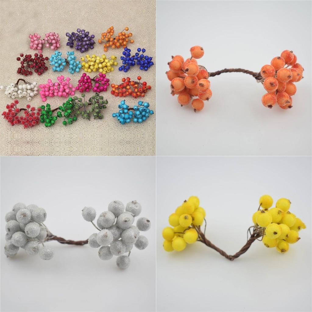 Mini Christmas Foam Frosted Fruit Artificial Holly Berry Flower For Elegant Home Decor