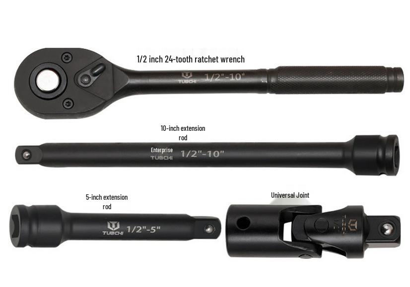16-Piece Air Impact Wrench Set with Extended Sockets, Quick-Release Ratchet, Long Extension Bar, Universal Joint, and Tire Repair Kit