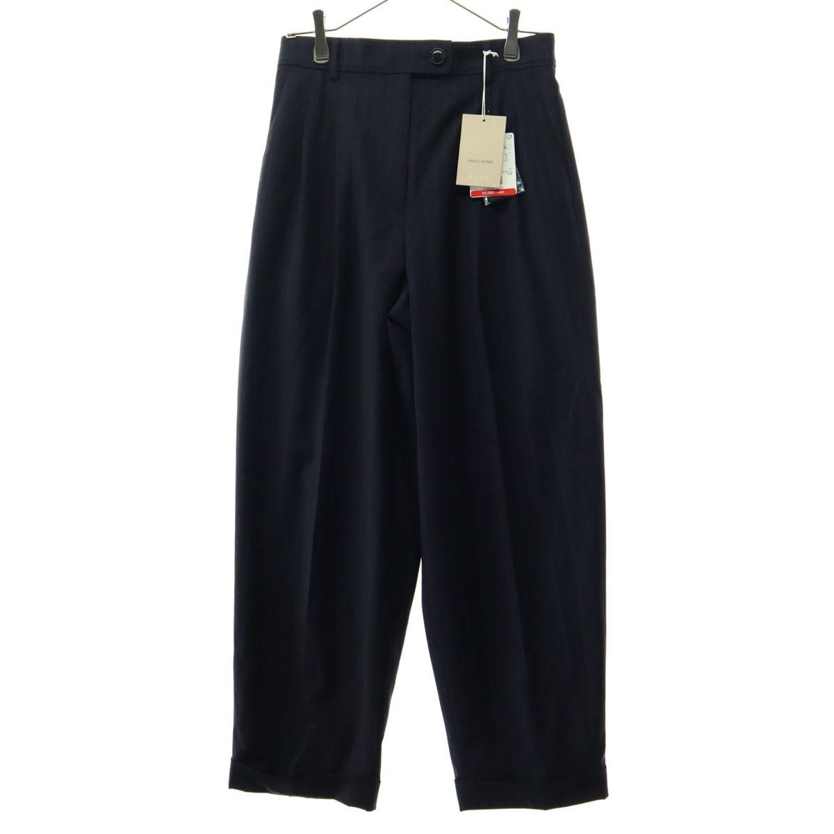 

unused PLST stripe Front tack Wool pants M Navy Women Used