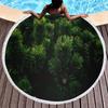 Pine Tree Printed Round Beach Towel with Tassels, Microfiber Beach Blanket, Absorbent Quick Dry Pool Towel Portable Picnic Mat