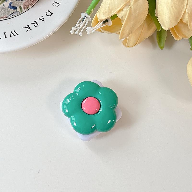 Solid Color Flower Mobile Phone Airbag Bracket Mirror Sticker Flip Glass Makeup Mirror Sticker Telescopic Ring Simple