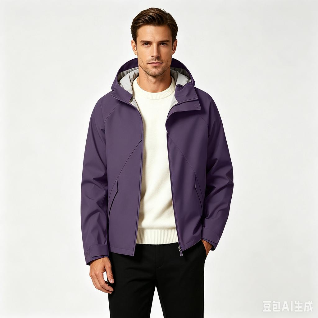 Men's Hooded Windbreaker Jacket Windproof Lightweight for Spring Fall Outdoor Hiking Everyday Wear