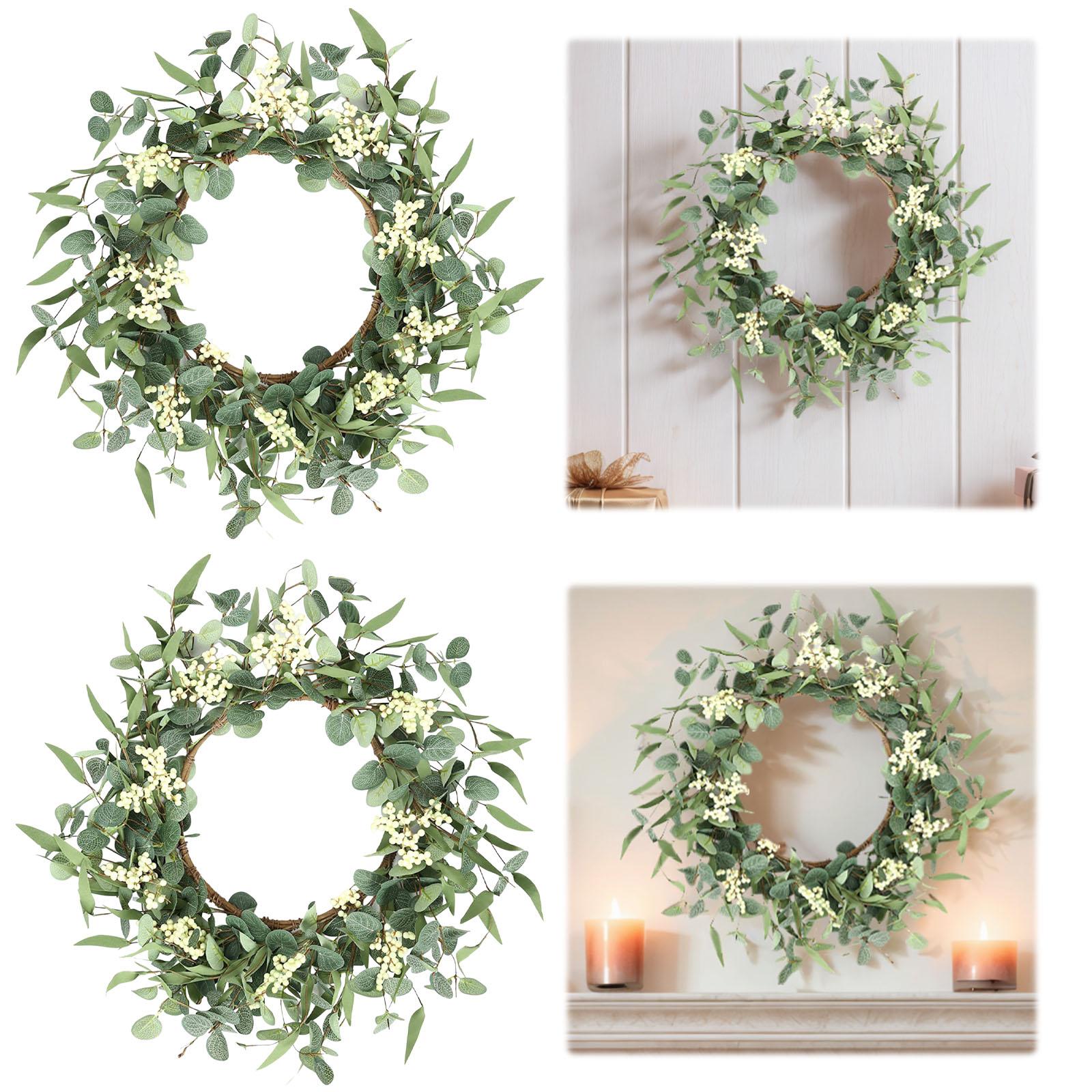20-дюймовый венок из эвкалипта с ягодами, весенне-летний венок, венок в деревенском стиле для входной двери, для помещений China Mainland