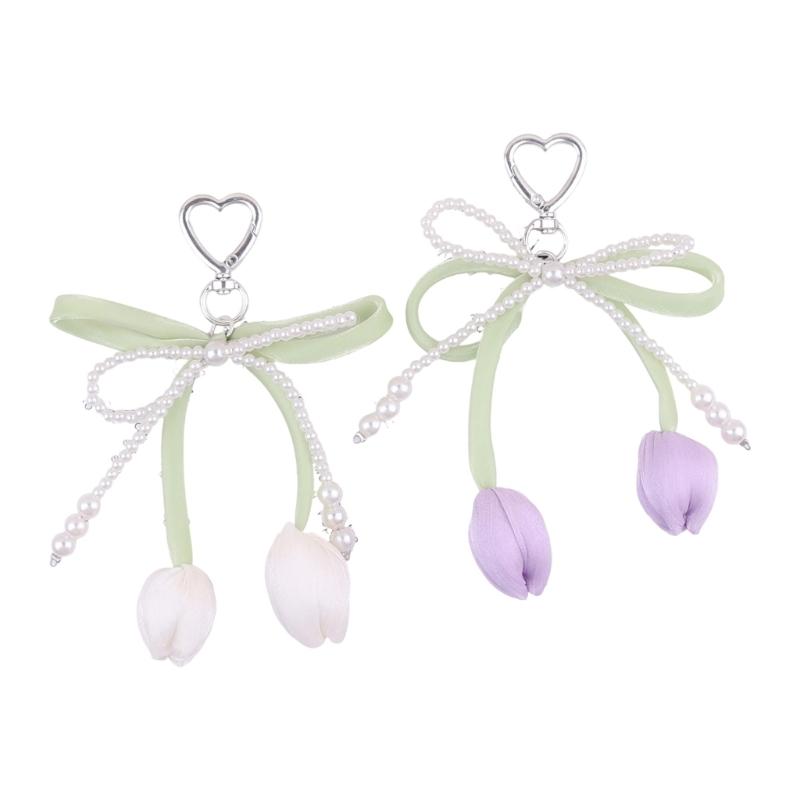 Pearls Bows Bag Charm Pendant Aesthetic Purse Charms Aesthetic keychains Keyring for Women Backpack Purse Handbag Decors