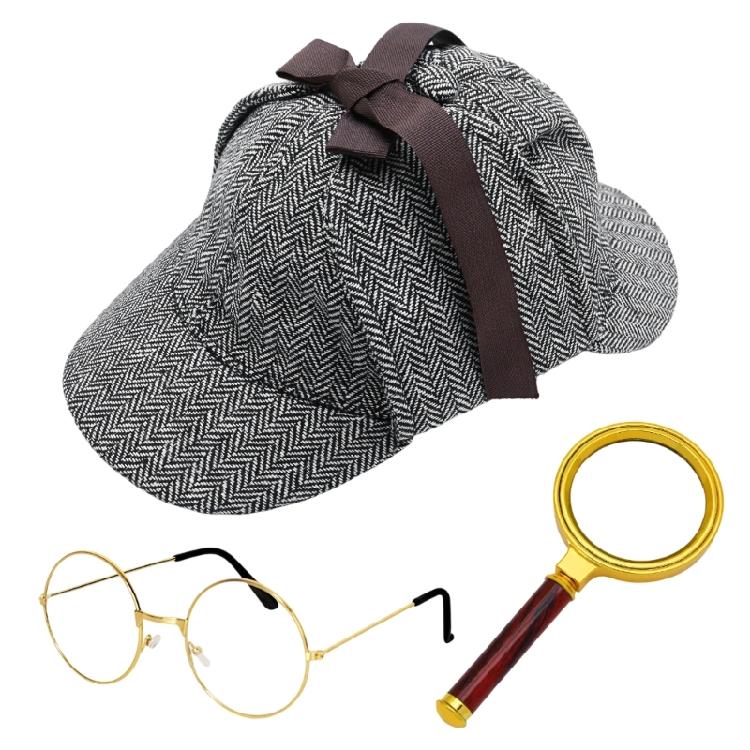 Костюм Детектива с Шляпой Шерлока Холмса, Очками, Увеличительным Стеслом, Набор Аксессуаров, Детективные Костюмы для Хэллоуина, Косплея